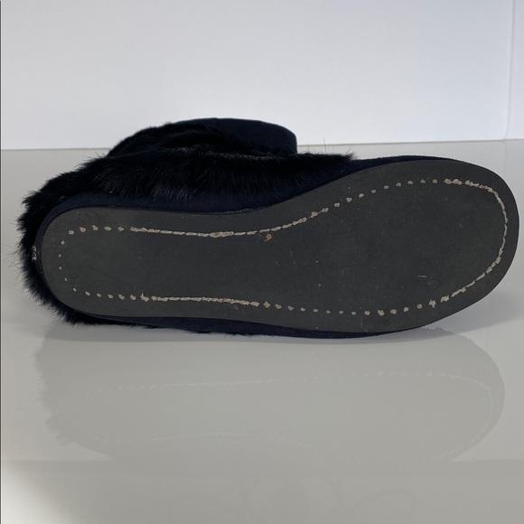 Vintage Y2K Muk Luks Black Fur Moccasin Boots 8 - Picture 14 of 15